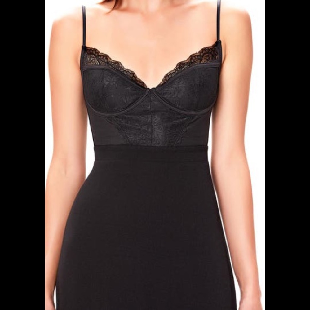 AFRM Bruna Lace Detail Midi Dress black large